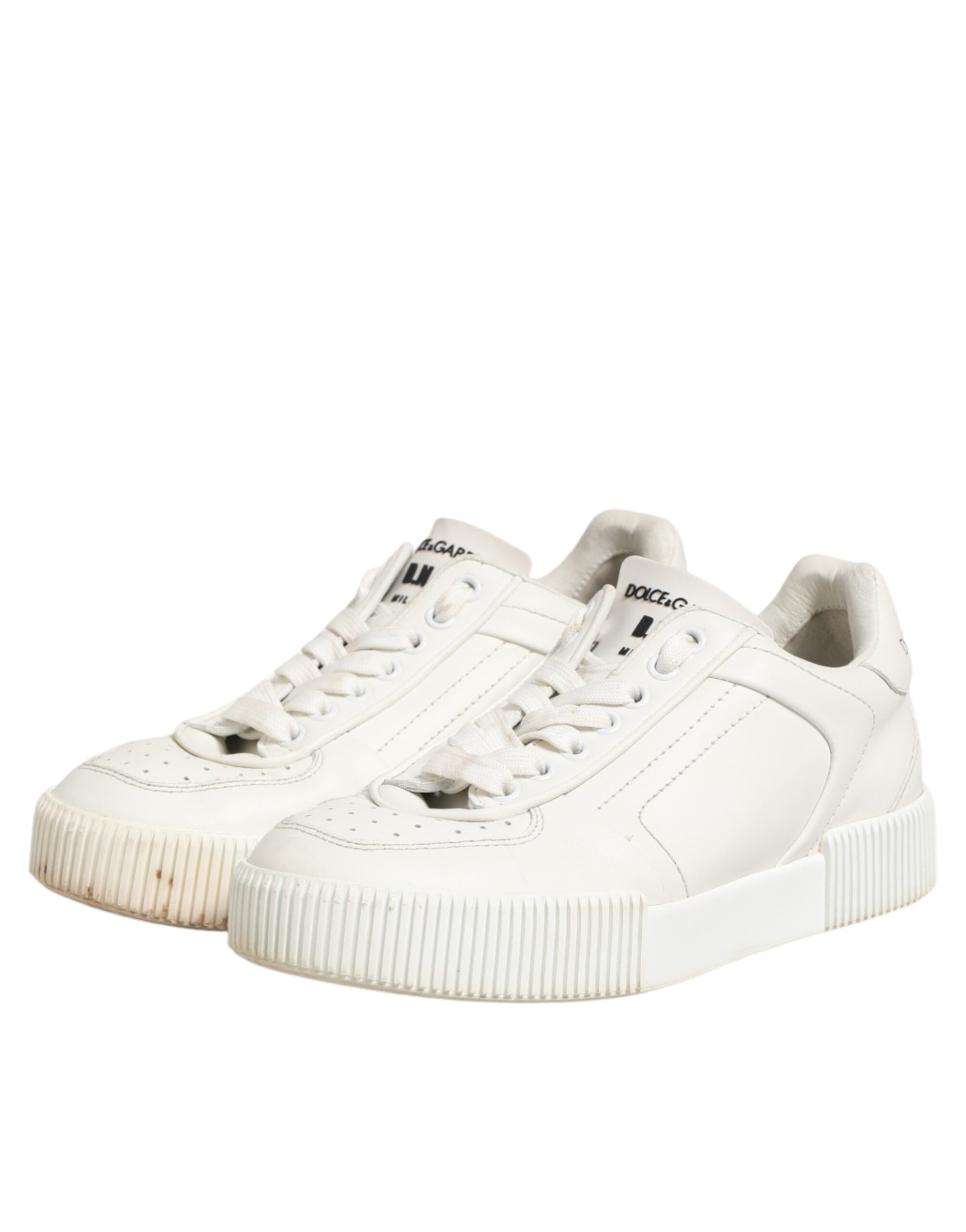 Dolce & Gabbana White Leather MIAMI Low Top Sneakers Women's Shoes (Pre-Owned)