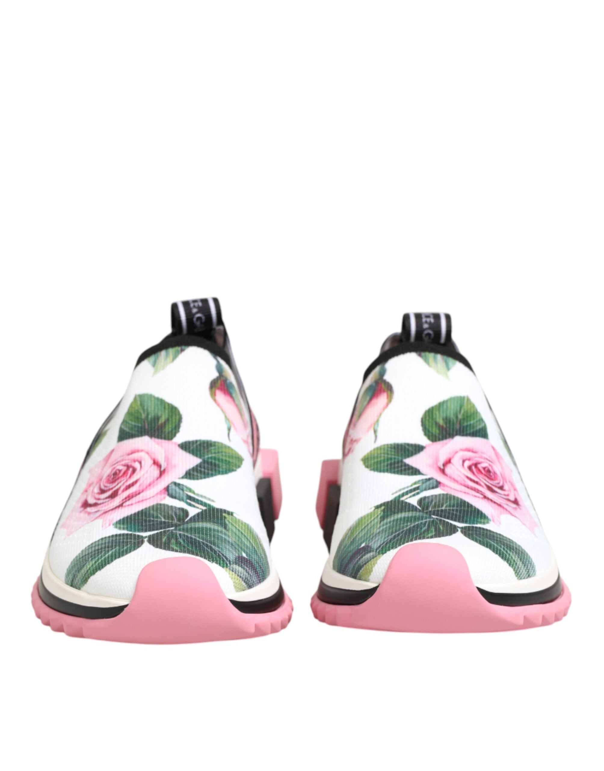 Dolce & Gabbana White Rose Print Sorrento Sneakers Women's Shoes