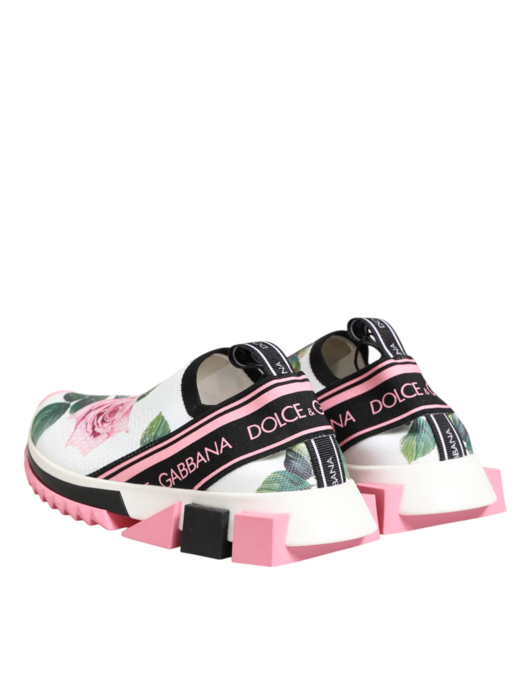 Dolce & Gabbana White Rose Print Sorrento Sneakers Women's Shoes