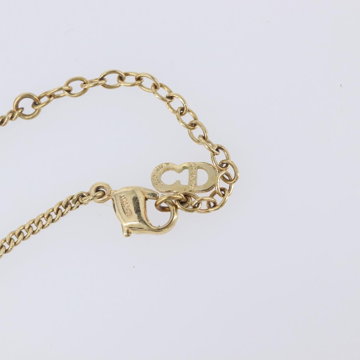 Christian Dior Vintage Logo Pendant Metal Gold Metal Necklace Jewelry (Pre-Owned)