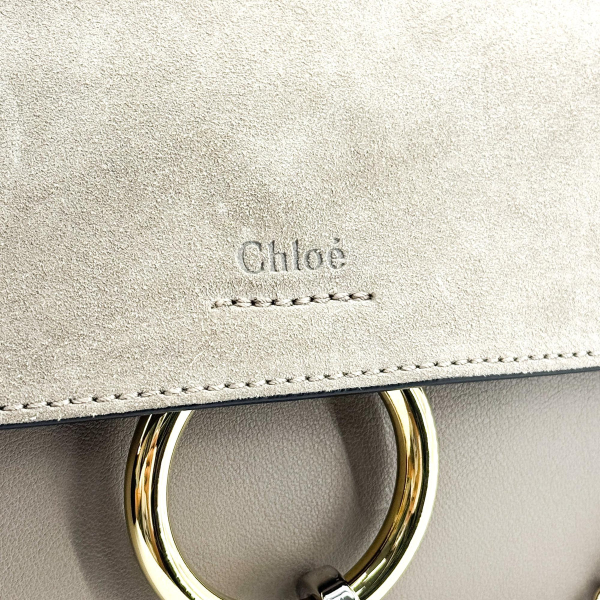 Chloe Faye Clutch Leather And Suede Beige Calfskin Clutche & Pouche Bag (Pre-Owned)