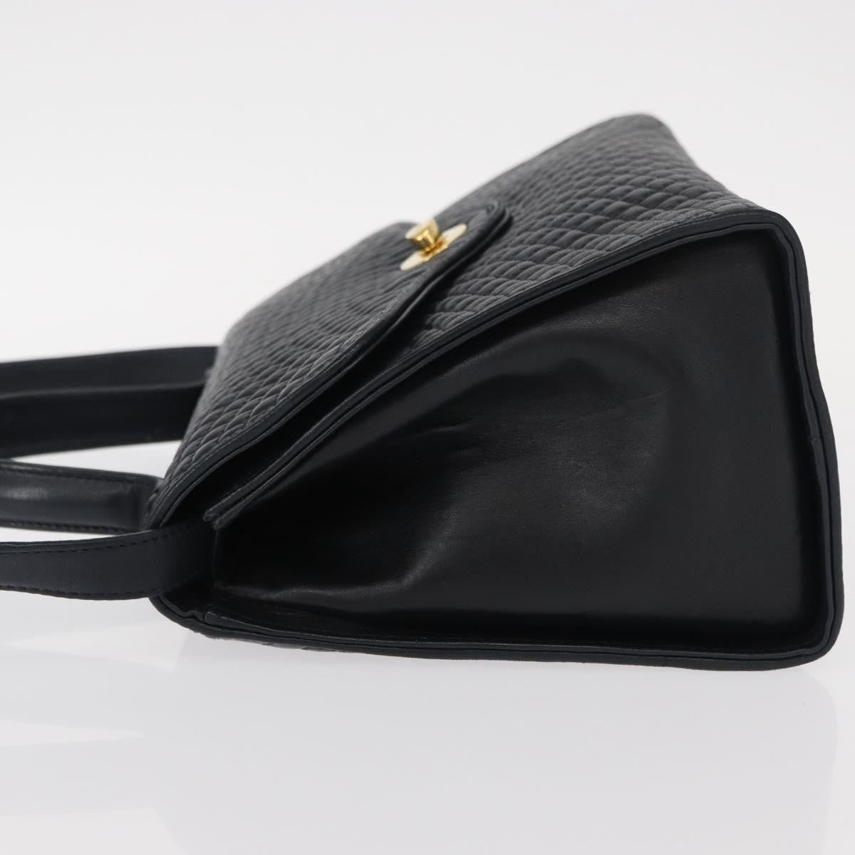 Bally Vintage Quilted Leather Navy Leather Handbag (Pre-Owned)