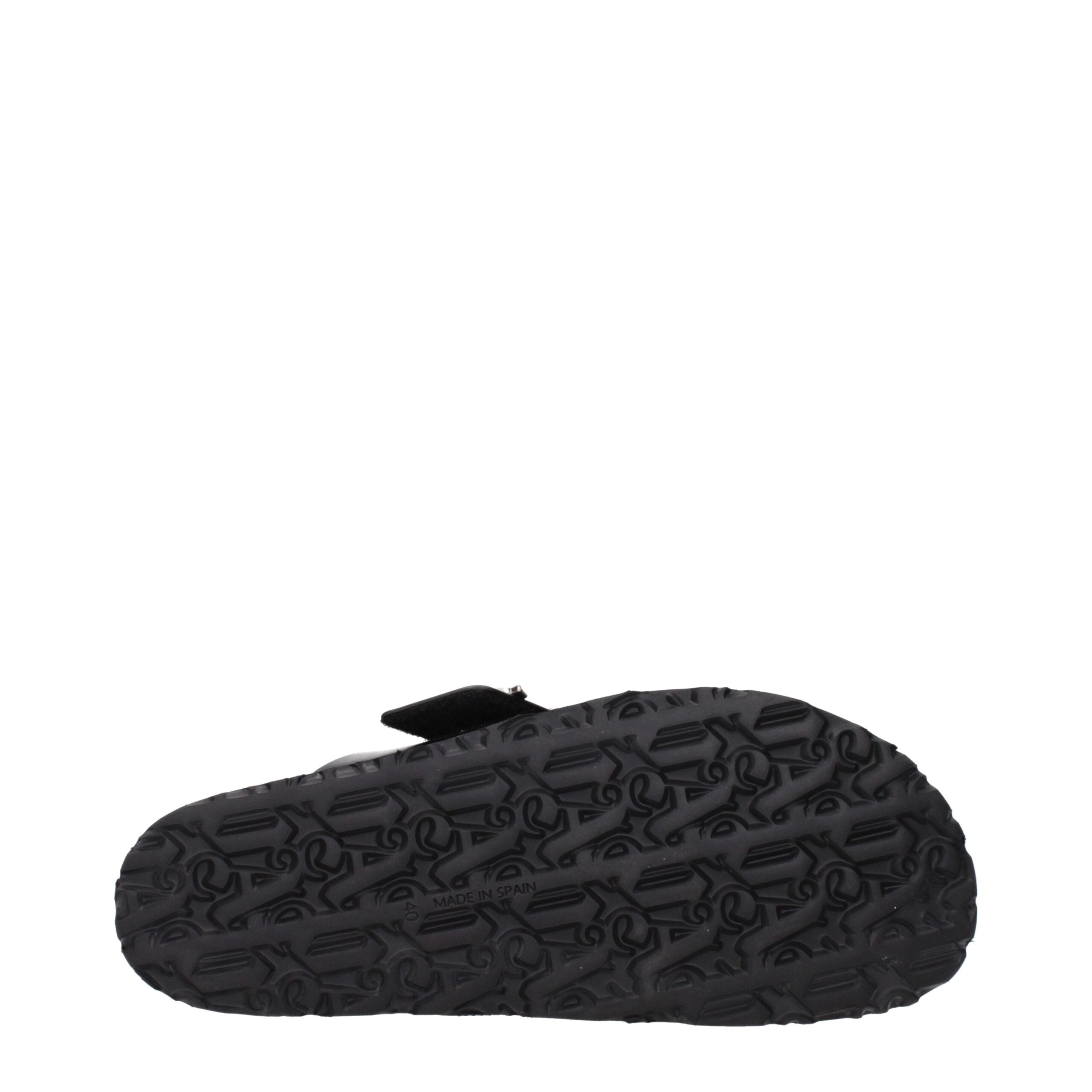 Palm Angels Black Leather Men's Slippers