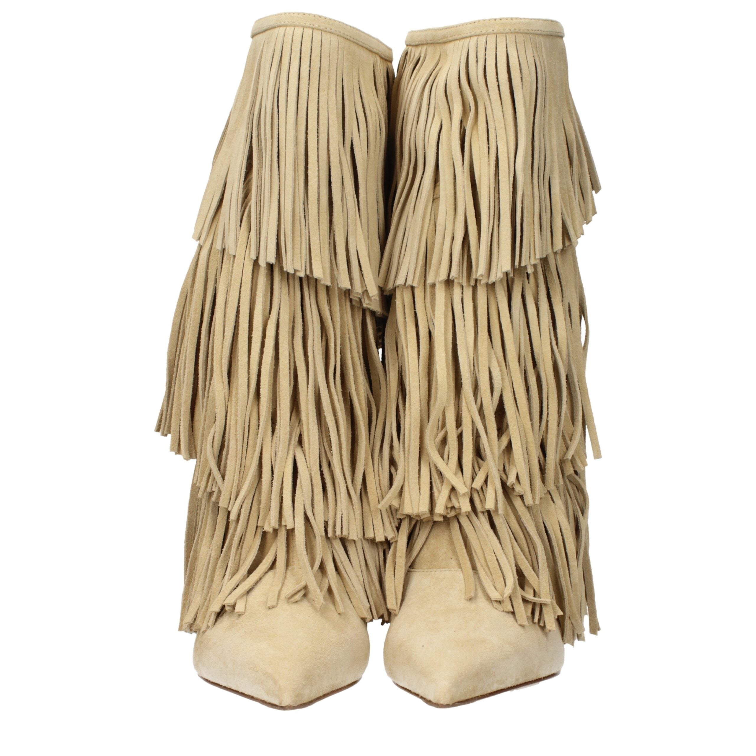 Paris Texas Beige Leather Flat Women's Boots