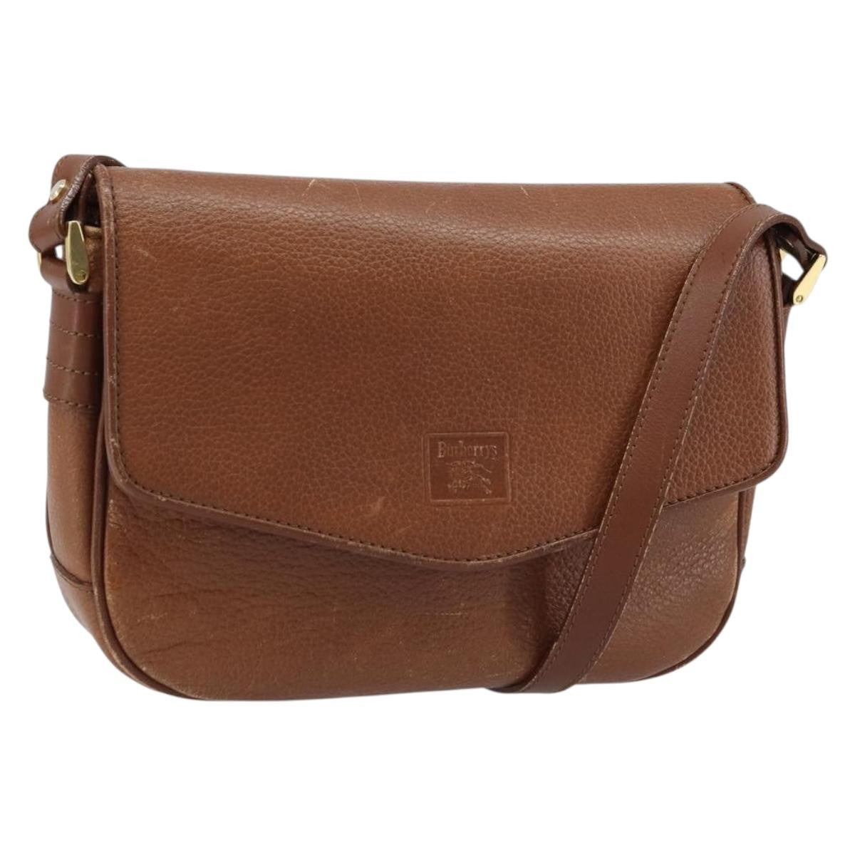 Burberry Flap Shoulder Leather Brown Leather Shoulder Bag Bag (Pre-Owned)