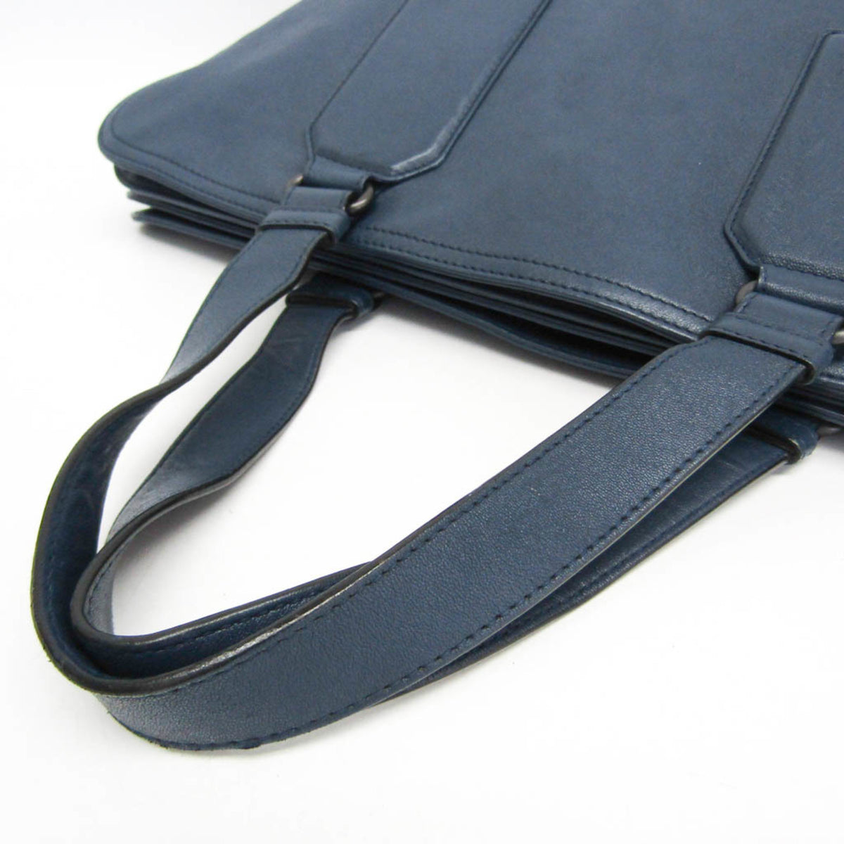 Bottega Veneta Intrecciato Leather Navy Leather Briefcase Bag (Pre-Owned)