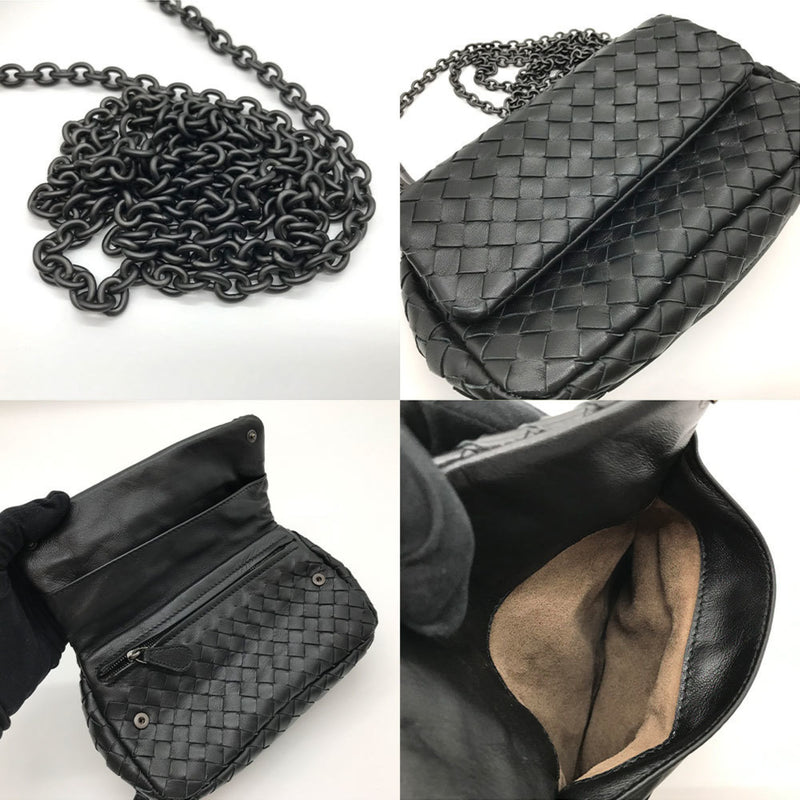 Bottega Veneta Intrecciato Black Leather Shopper Bag (Pre-Owned)