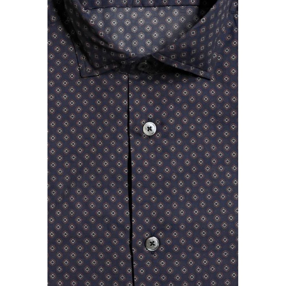 Bagutta Blue Cotton Men's Slim Fit Men's Shirt