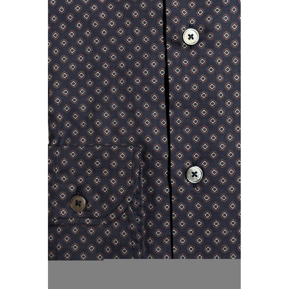 Bagutta Blue Cotton Men's Slim Fit Men's Shirt