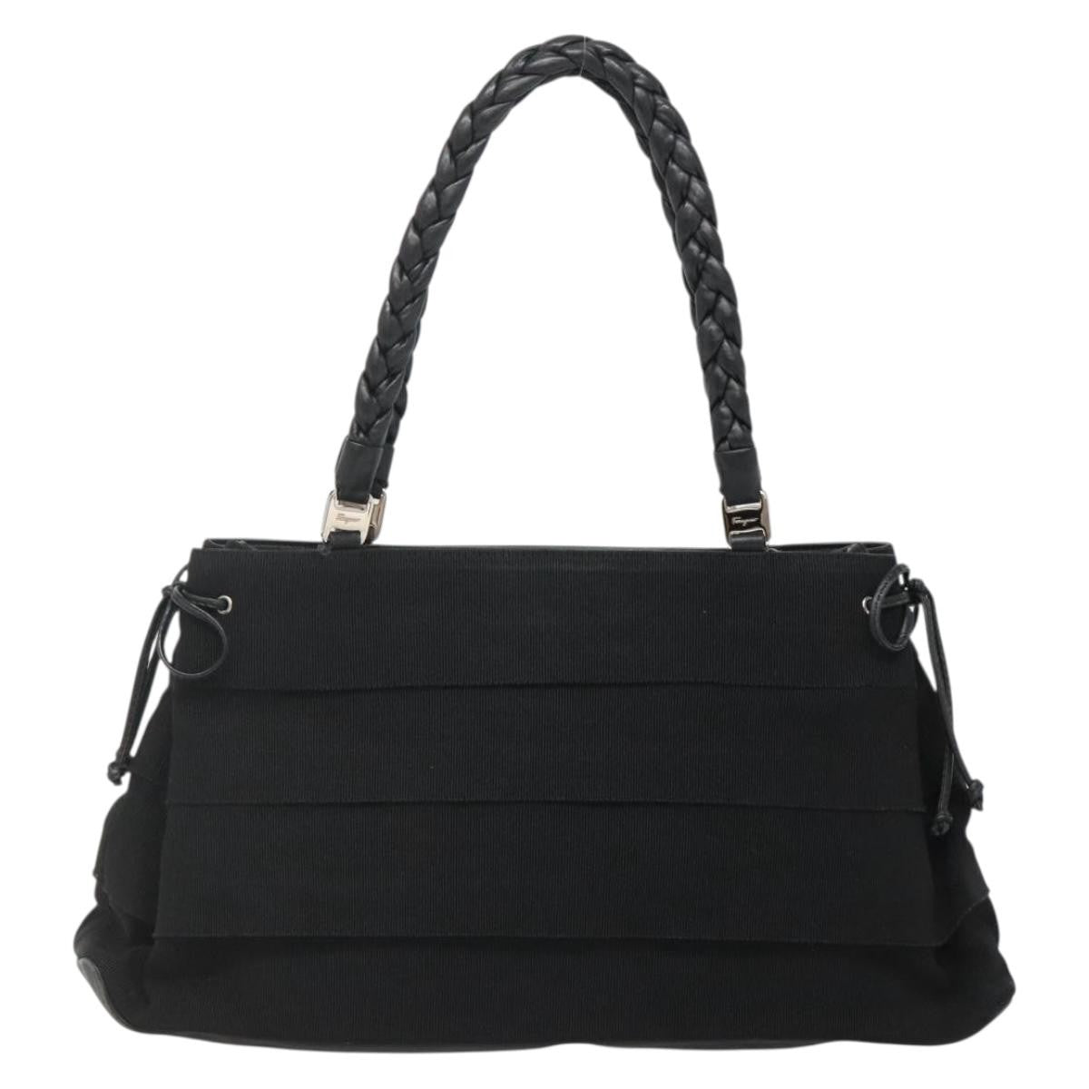 Salvatore Ferragamo Vala Tote Canvas Black Canvas Tote Bag Bag (Pre-Owned)