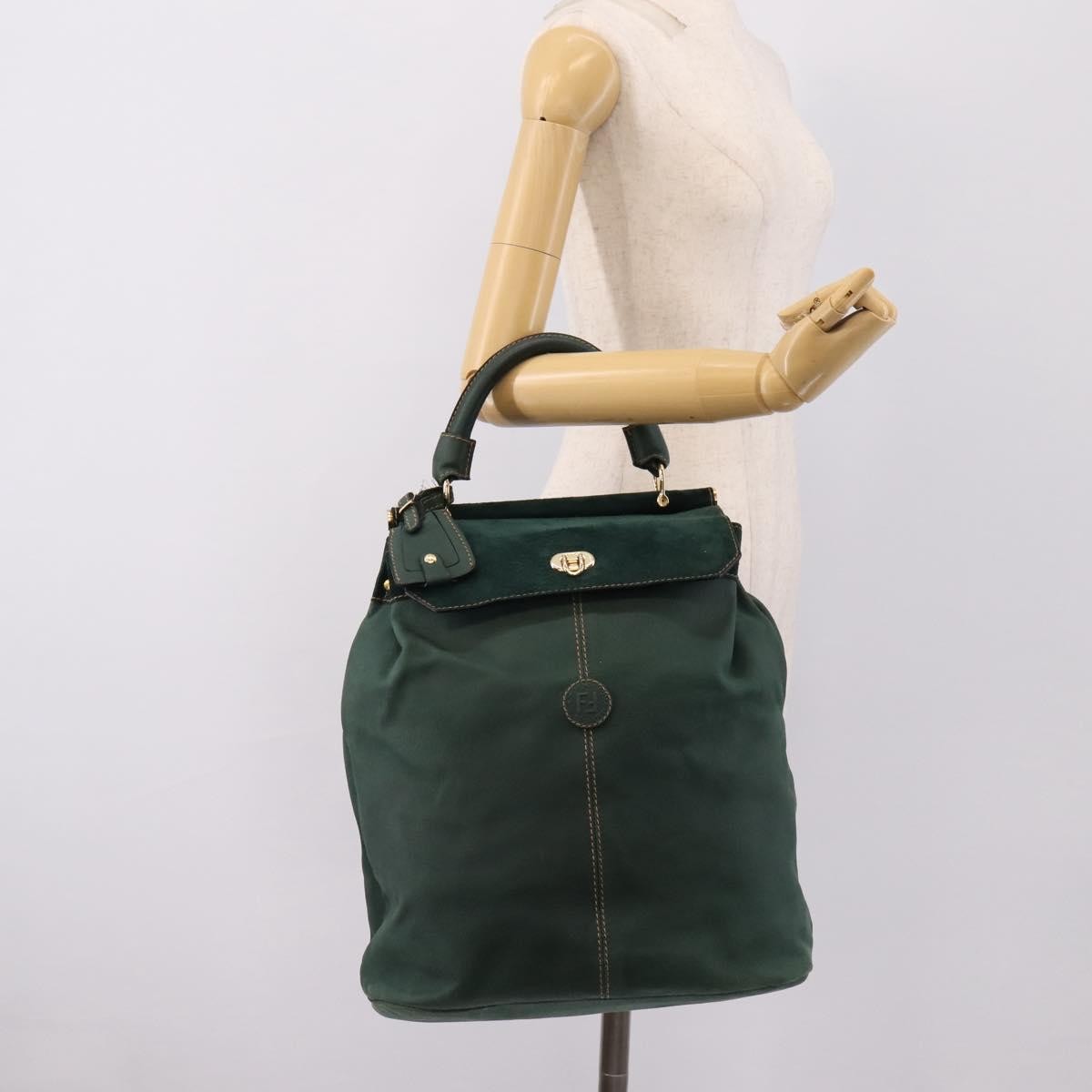 Fendi Handbag Suede Green Suede Handbag (Pre-Owned)
