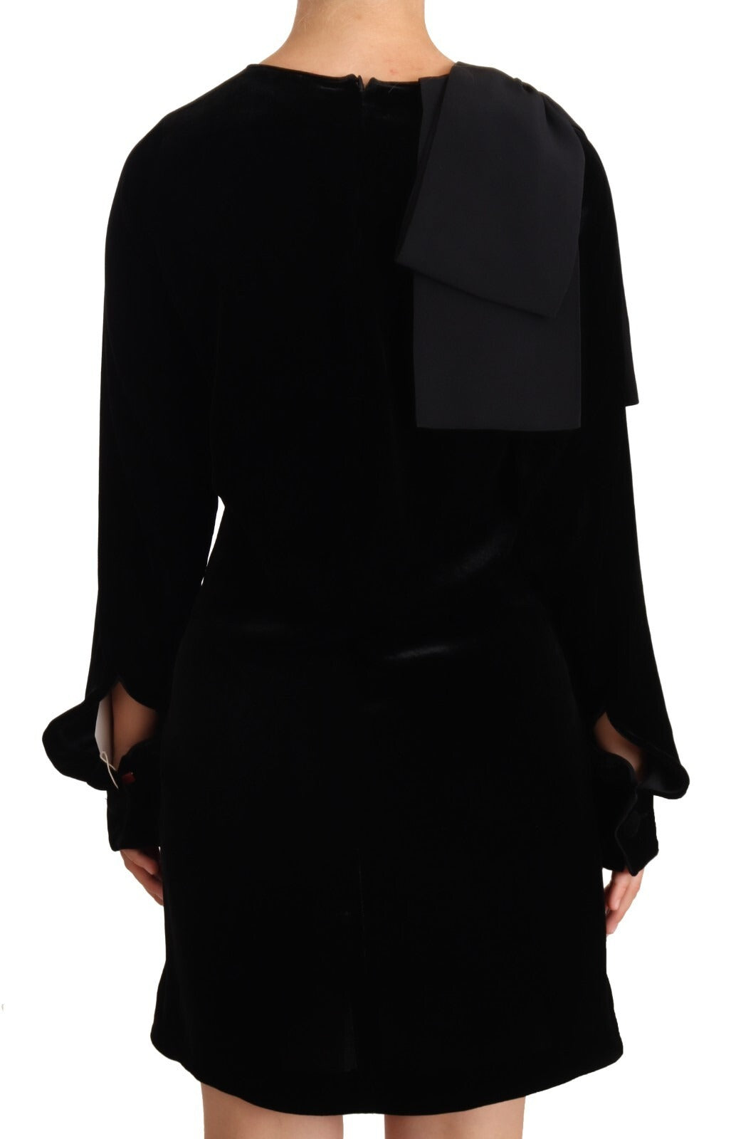 N.21 Sheath A-line Black Viscose Long Sleeves Round Neck Mini Women's Dress