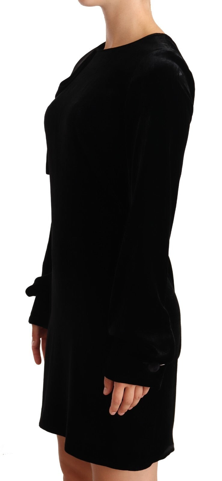 N.21 Sheath A-line Black Viscose Long Sleeves Round Neck Mini Women's Dress