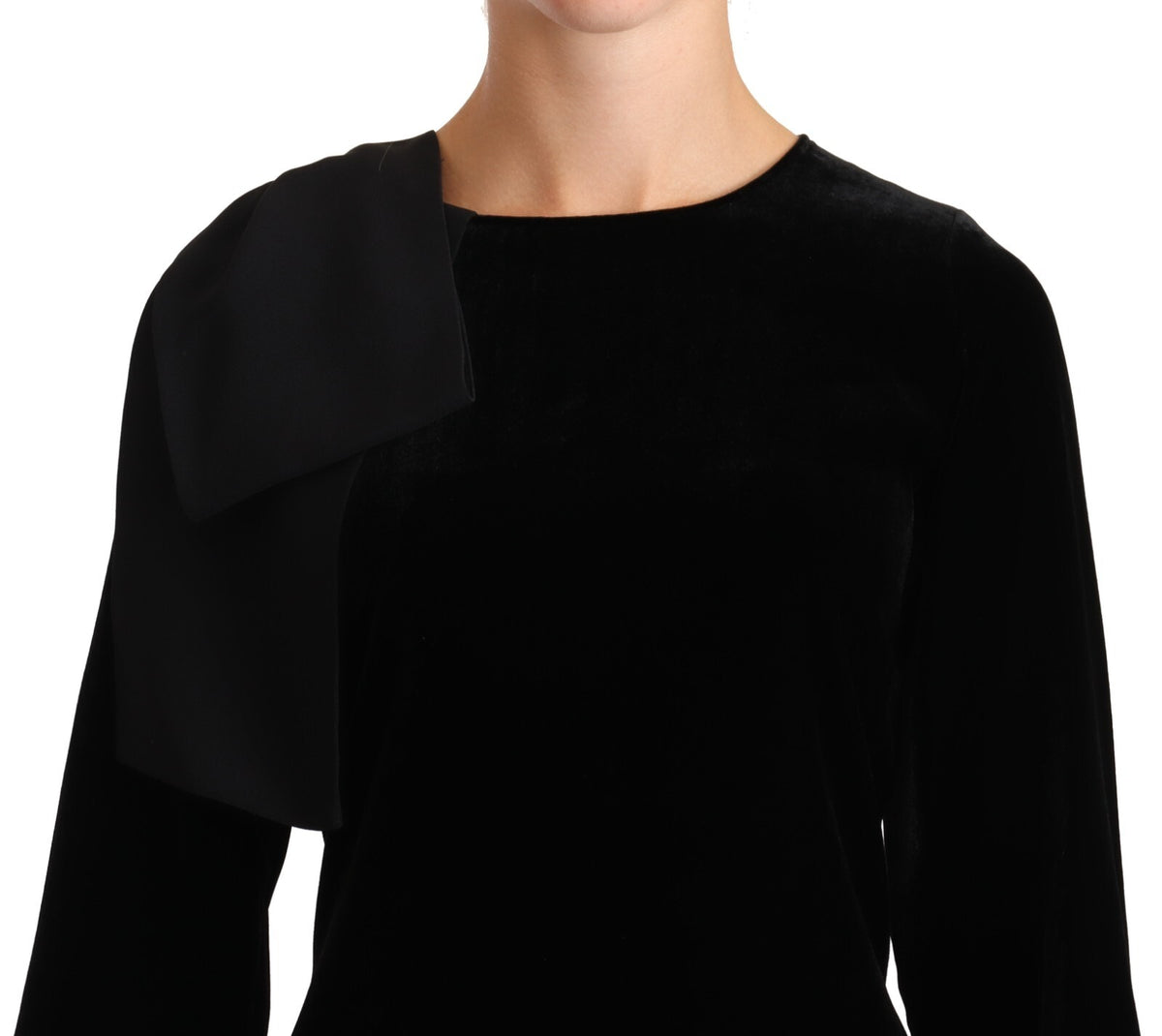 N.21 Sheath A-line Black Viscose Long Sleeves Round Neck Mini Women's Dress