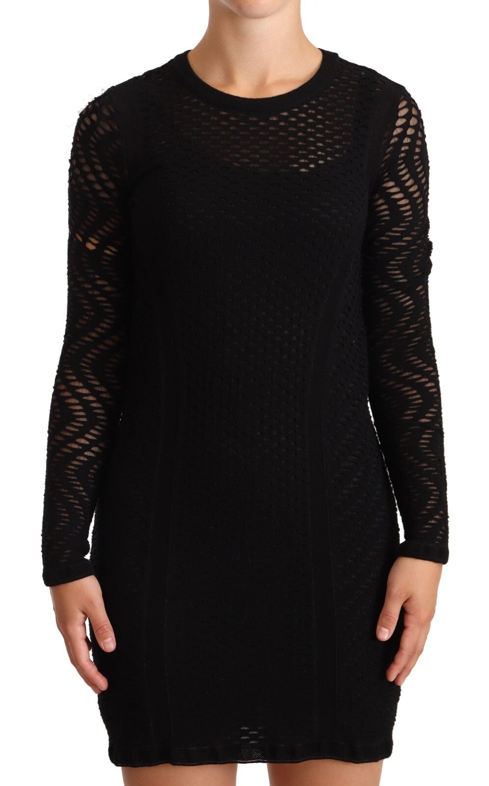 Missoni Bodycon Sheath Black Viscose Long Sleeves Mini Women's Dress (Pre-Owned)