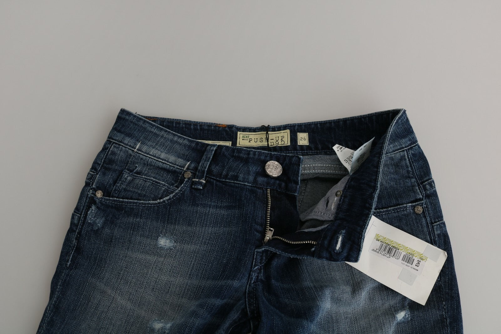 Acht Cotton Blue Washed Low Waist Skinny Cropped Women's Jeans