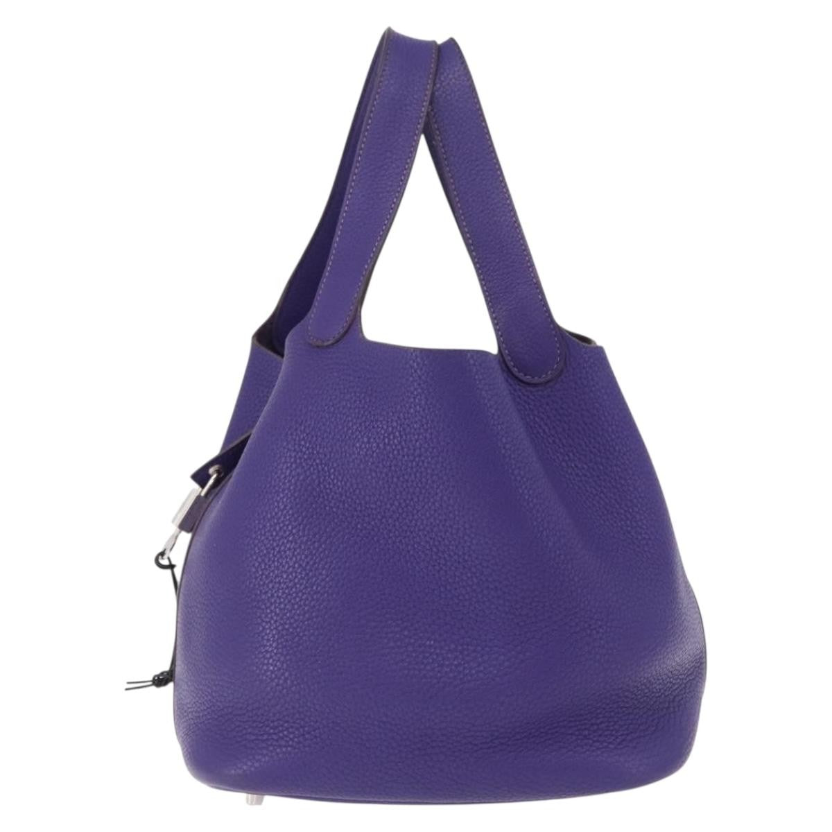 Hermes Picotin Lock Clemence Purple Leather Handbag (Pre-Owned)