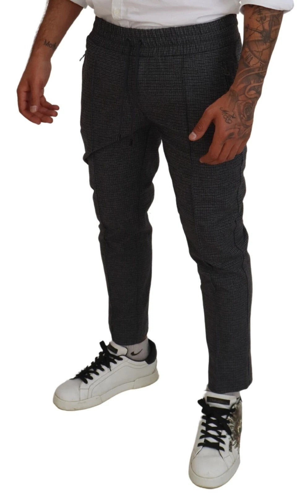 Dolce & Gabbana Gray Striped Wool Skinny Trouser Men's Pants