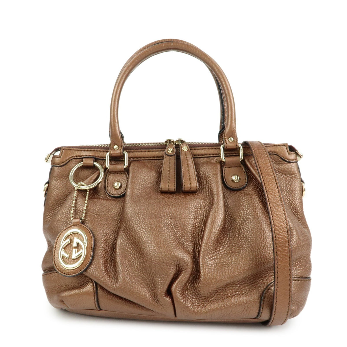 Gucci Sukey Top Handle Satchel Leather Brown Leather Handbag (Pre-Owned)