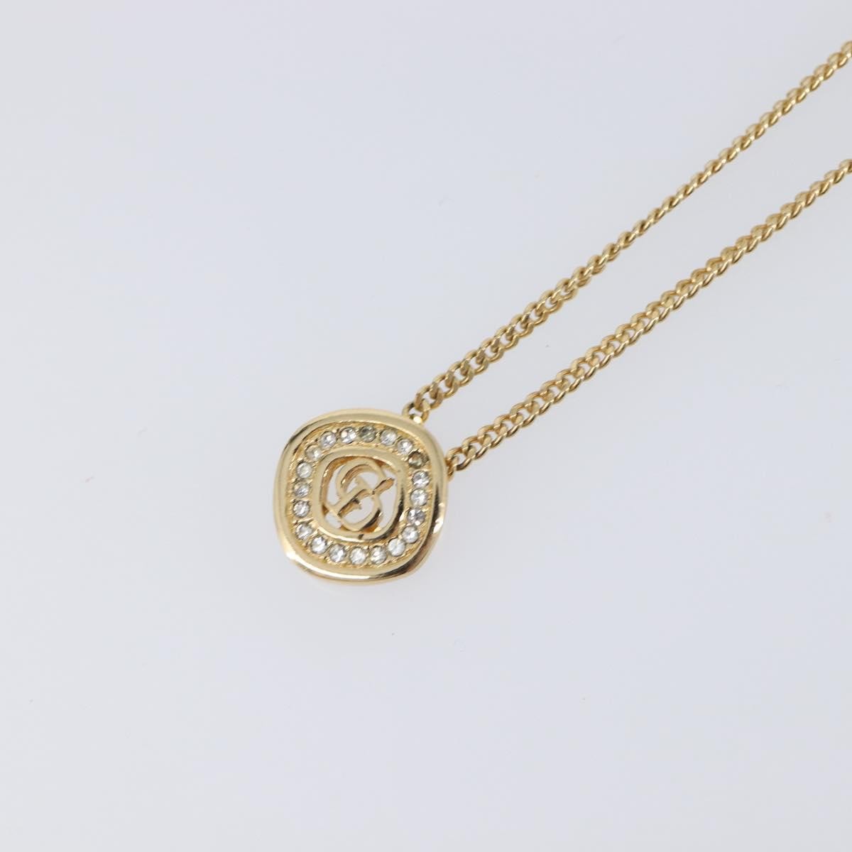 Christian Dior Cd Cube Charms Pendant Metal With Crystals Gold Metal Necklace Jewelry (Pre-Owned)