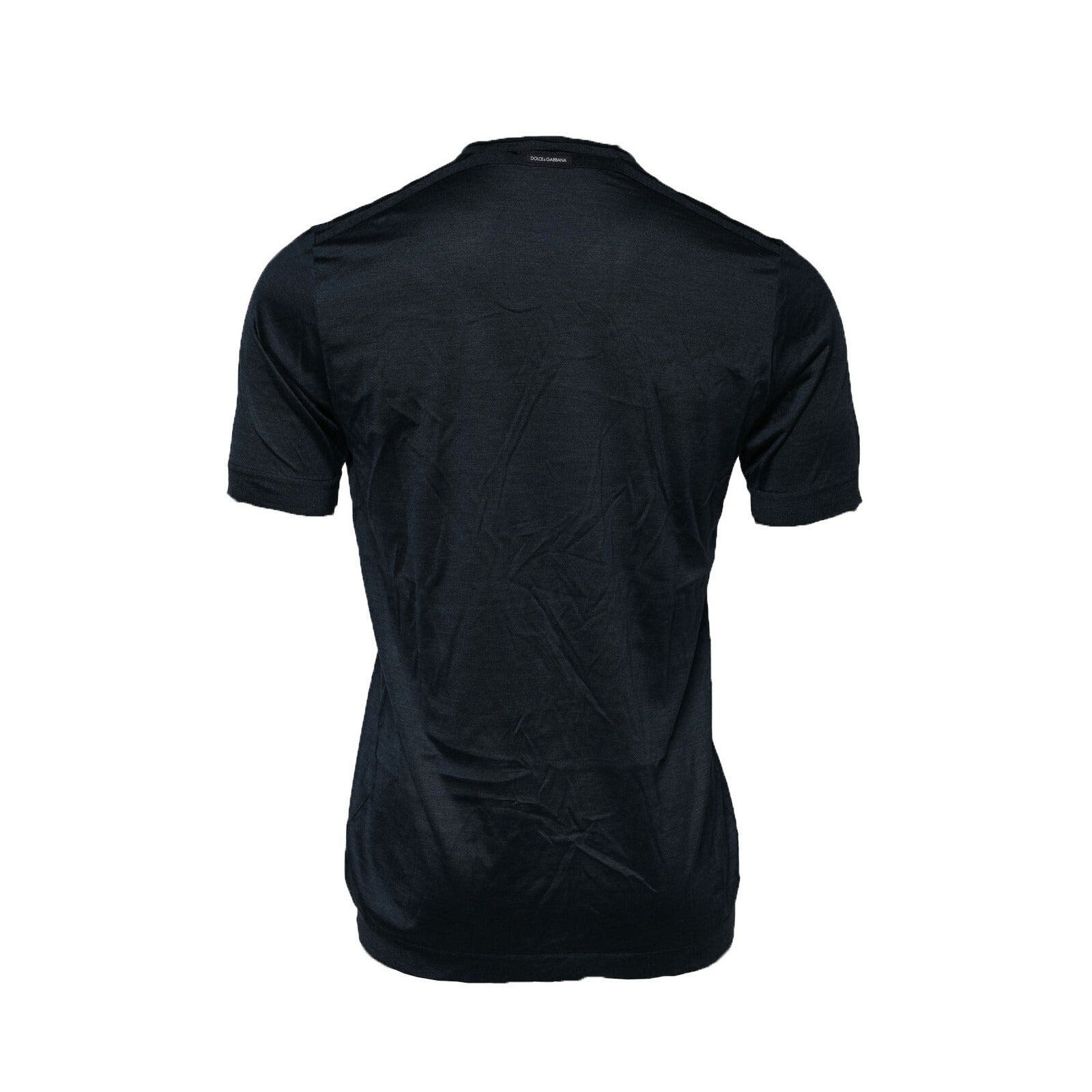 Dolce & Gabbana Dark Blue Silk Crew Neck Short Sleeve Men's T-shirt (Pre-Owned)