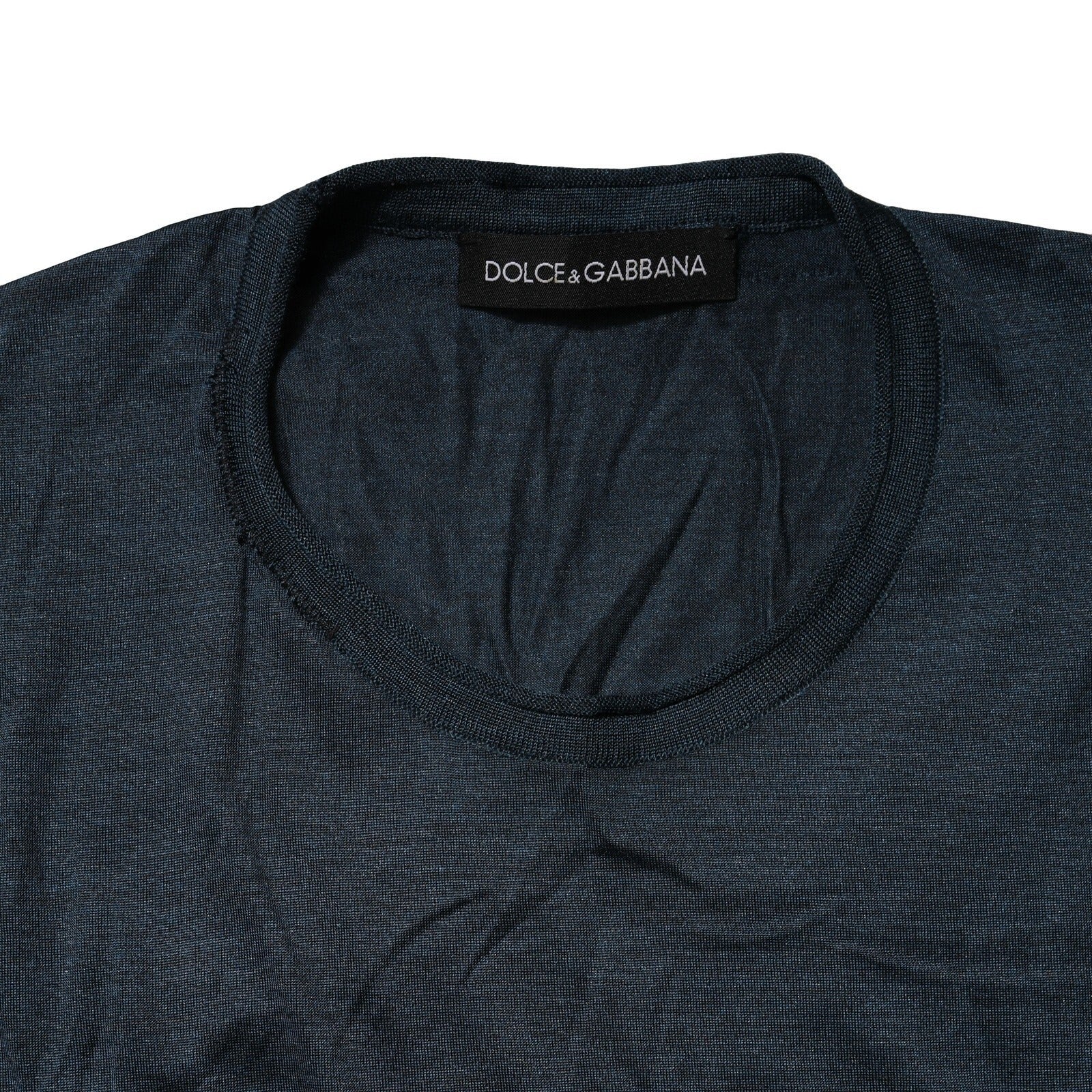 Dolce & Gabbana Dark Blue Silk Crew Neck Short Sleeve Men's T-shirt (Pre-Owned)