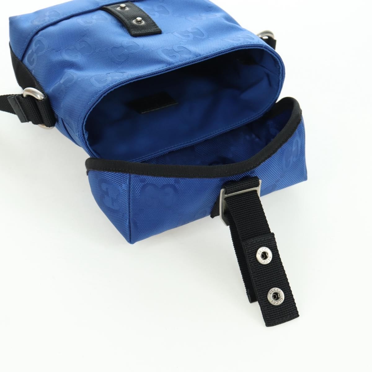 Gucci Off The Grid Buckle Messenger Gg Econyl Blue Canvas Handbag (Pre-Owned)