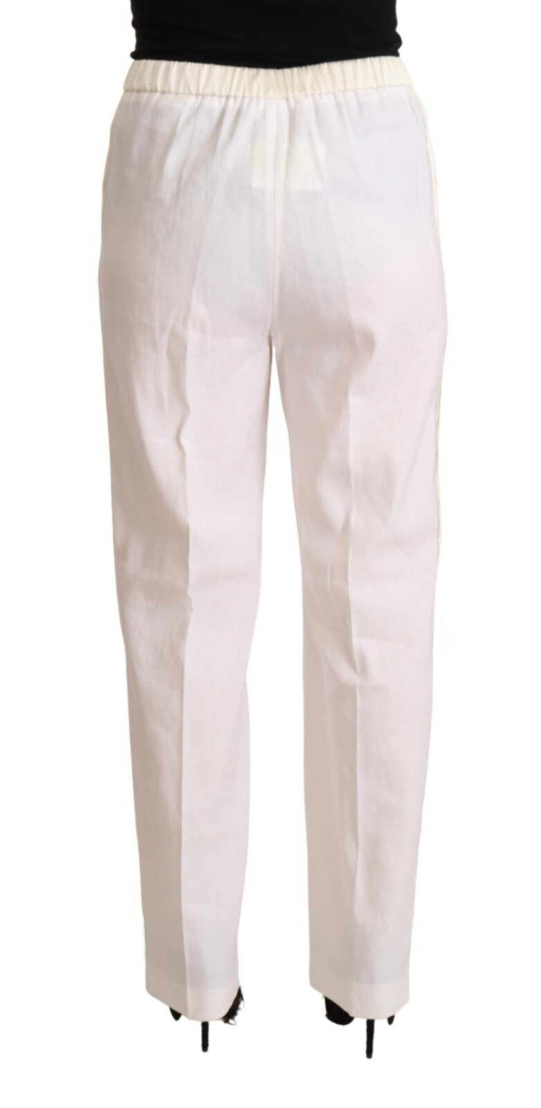 Fabiana Filippi Linen White High Waist Straight Formal Trouser Women's Pants (Pre-Owned)