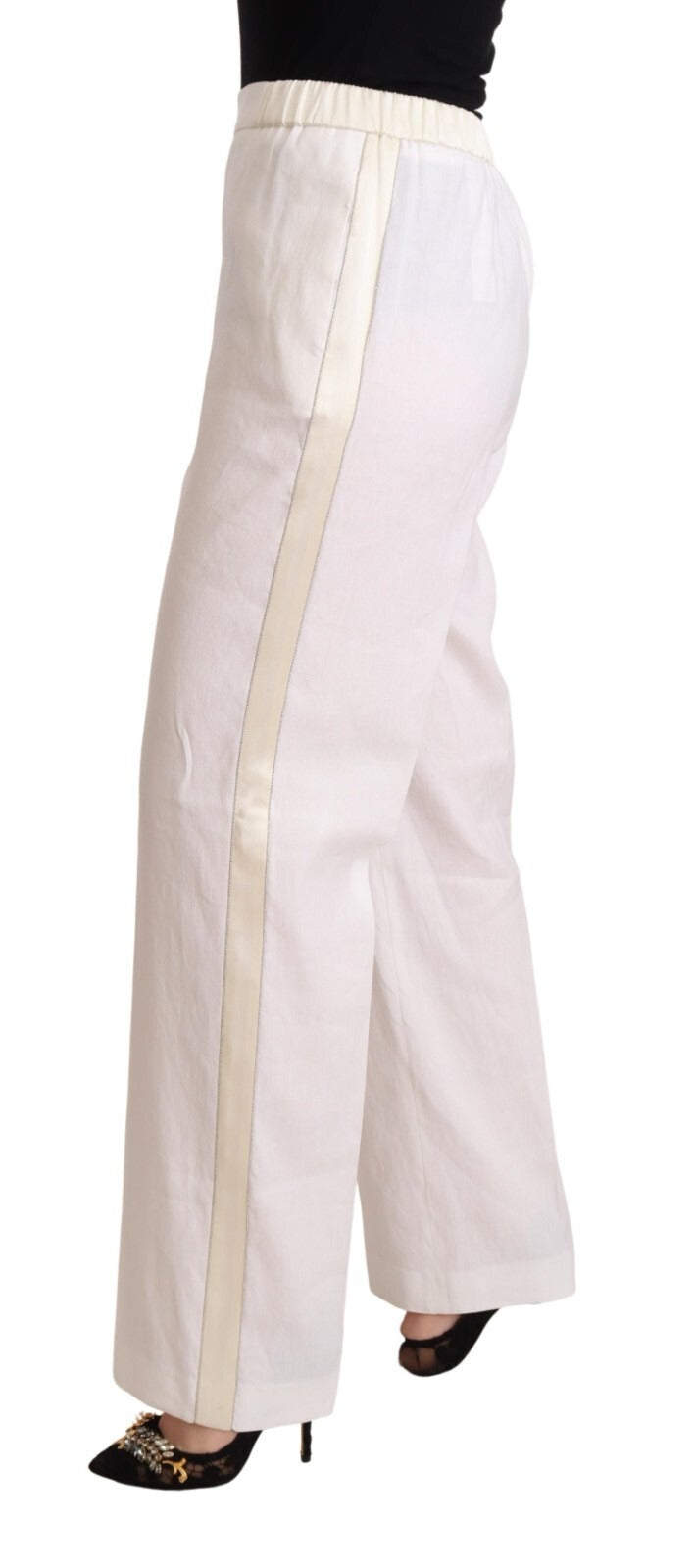 Fabiana Filippi Linen White High Waist Straight Formal Trouser Women's Pants (Pre-Owned)