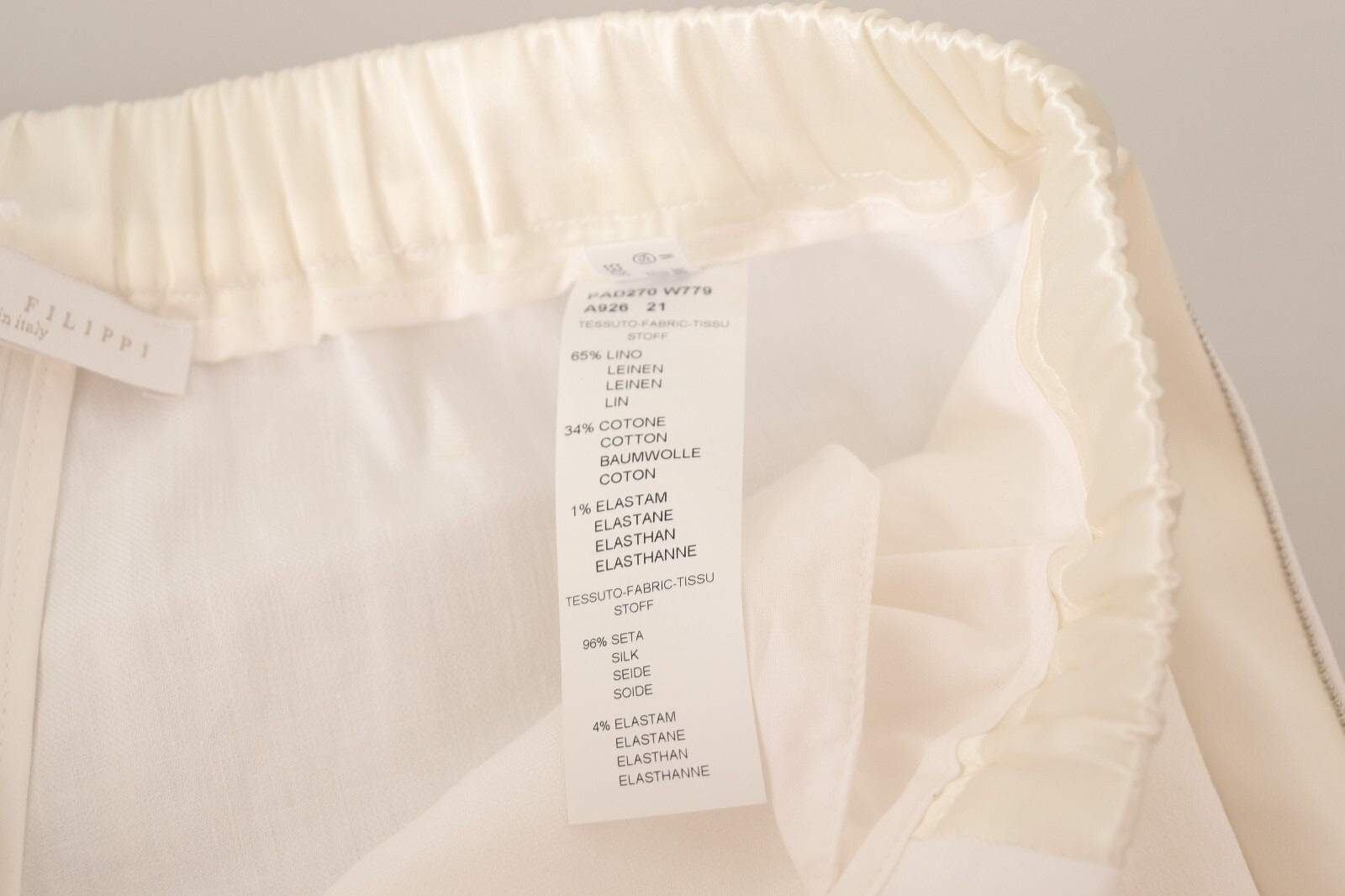 Fabiana Filippi Linen White High Waist Straight Formal Trouser Women's Pants (Pre-Owned)
