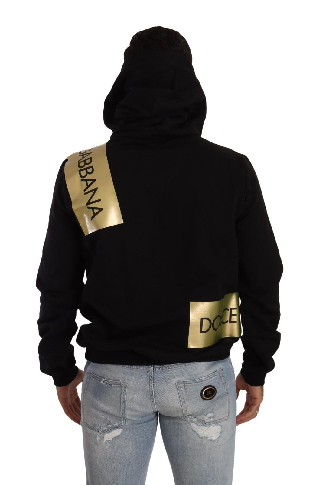 Dolce & Gabbana Black Gold Hooded Cotton Mens Pullover Men's Sweater (Pre-Owned)