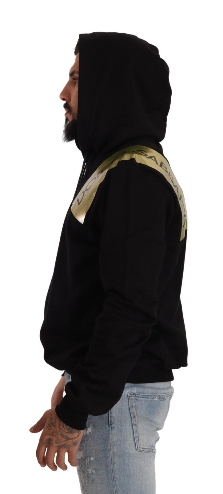 Dolce & Gabbana Black Gold Hooded Cotton Mens Pullover Men's Sweater (Pre-Owned)