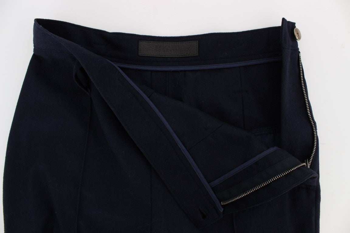 Ermanno Scervino Blue Virgin Wool Slim Fit Casual Women's Pants