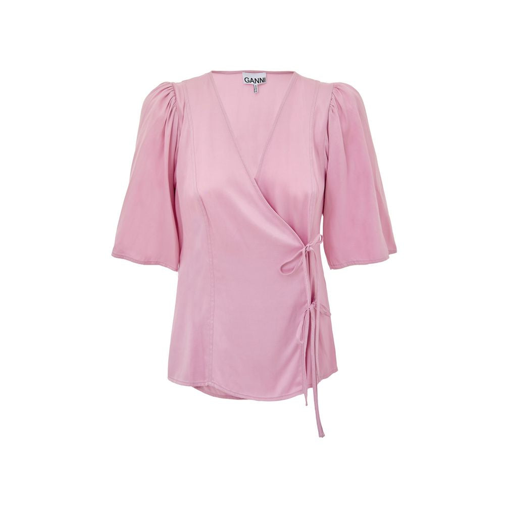 Ganni Pink Satin Tank Women's Tops