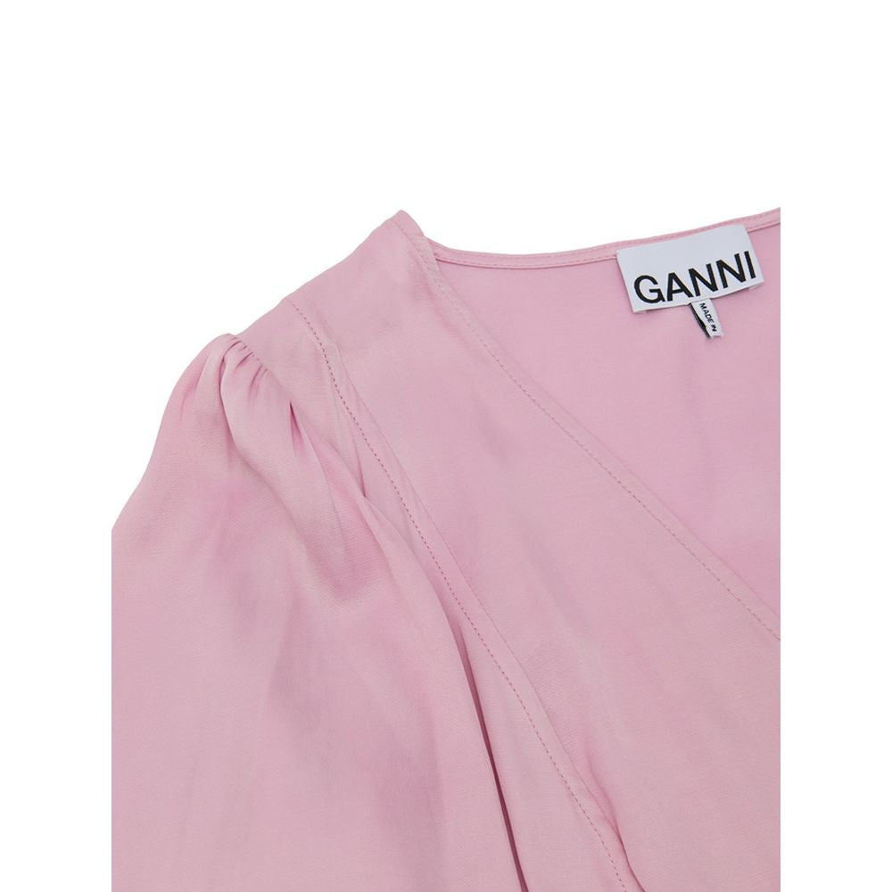 Ganni Pink Satin Tank Women's Tops