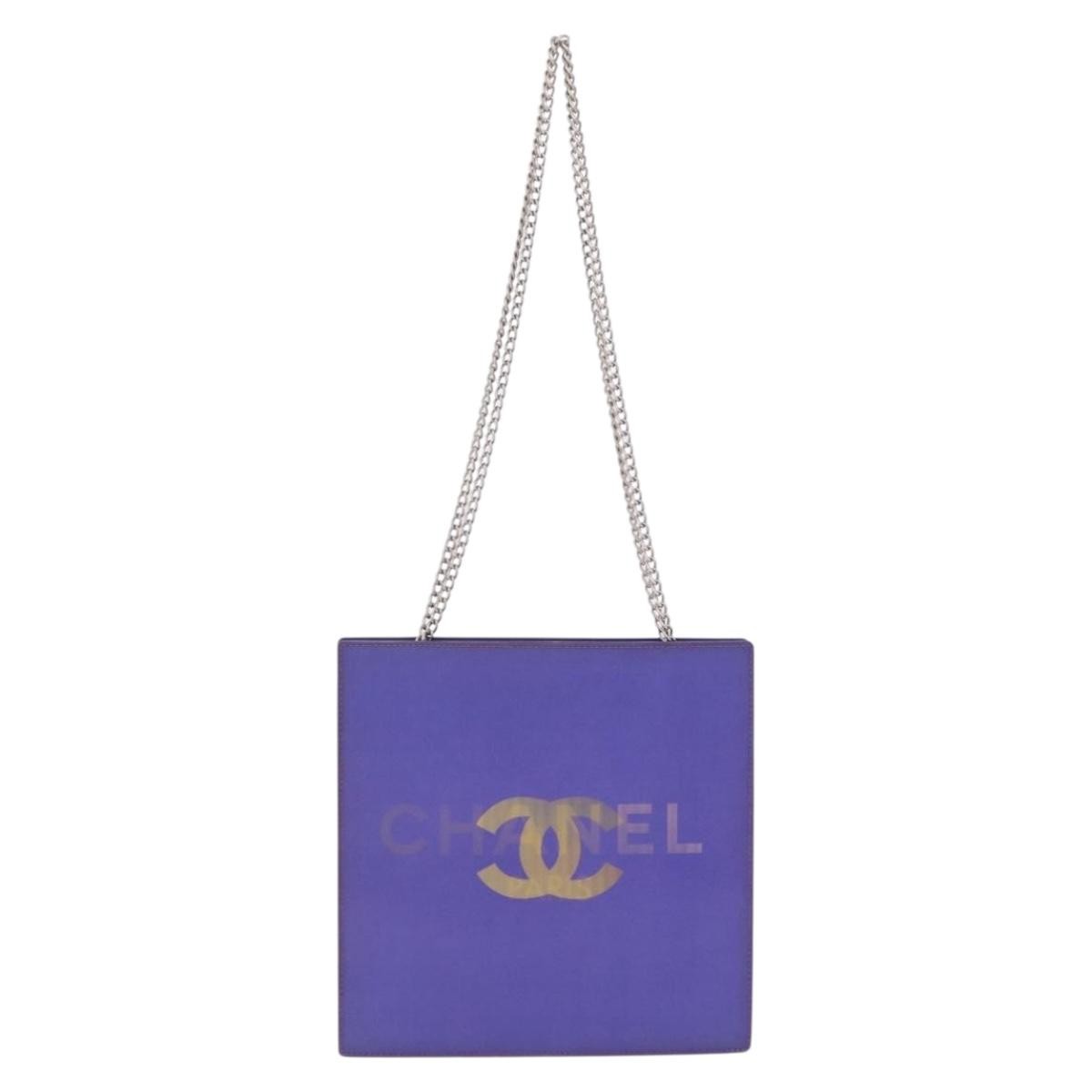 Chanel Vintage Holographic Chain Vinyl Purple Plastic Tote Bag Bag (Pre-Owned)