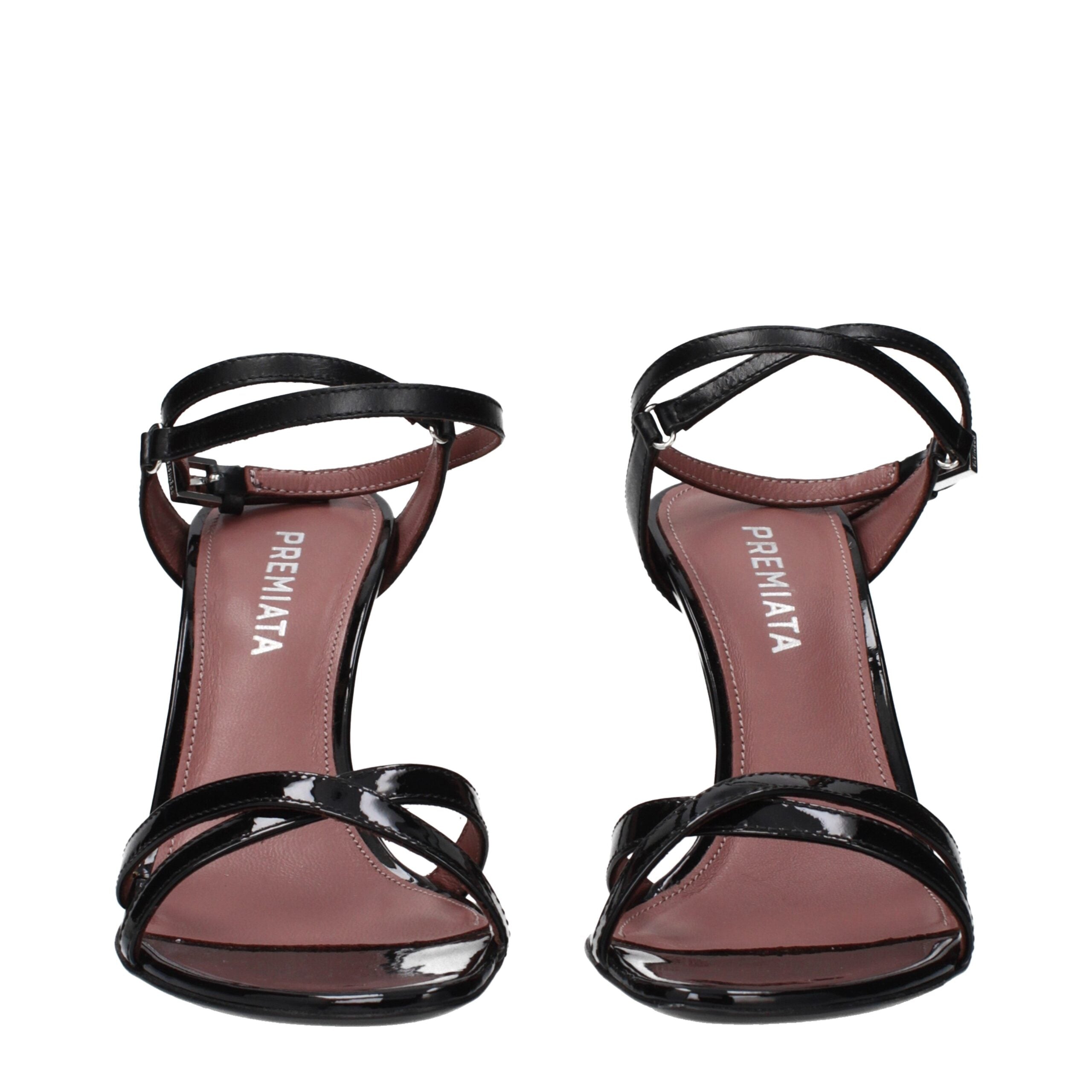 Premiata Black Leather Stiletto Heel Women's Sandals