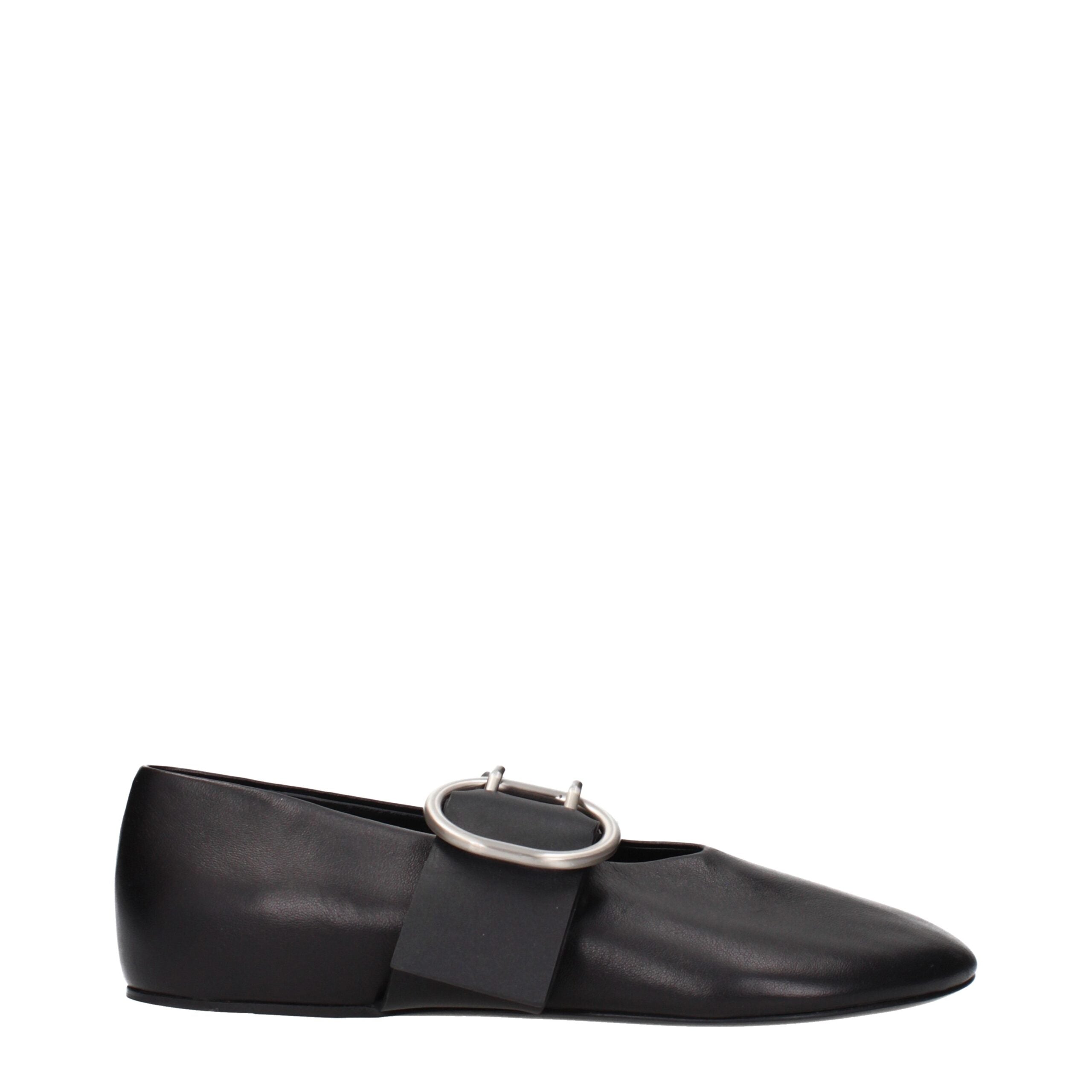 Jil Sander Black Leather Ballet Women's Flats