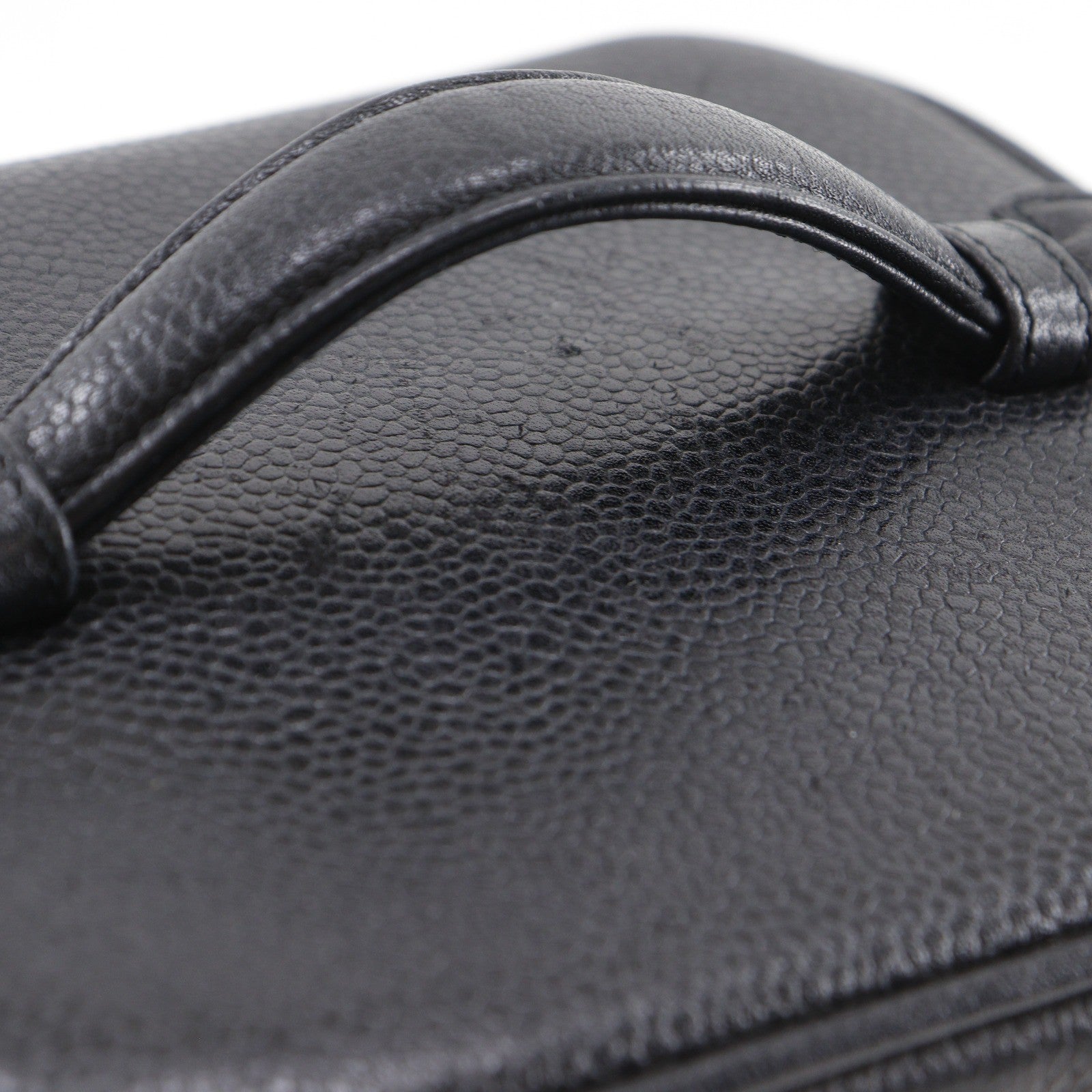 Chanel Vintage Timeless Cosmetic Case Caviar Black Leather Handbag (Pre-Owned)