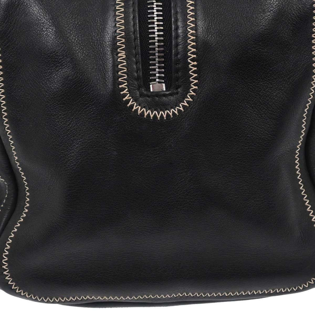 Chanel Cc Bowler Leather Black Leather Handbag (Pre-Owned)