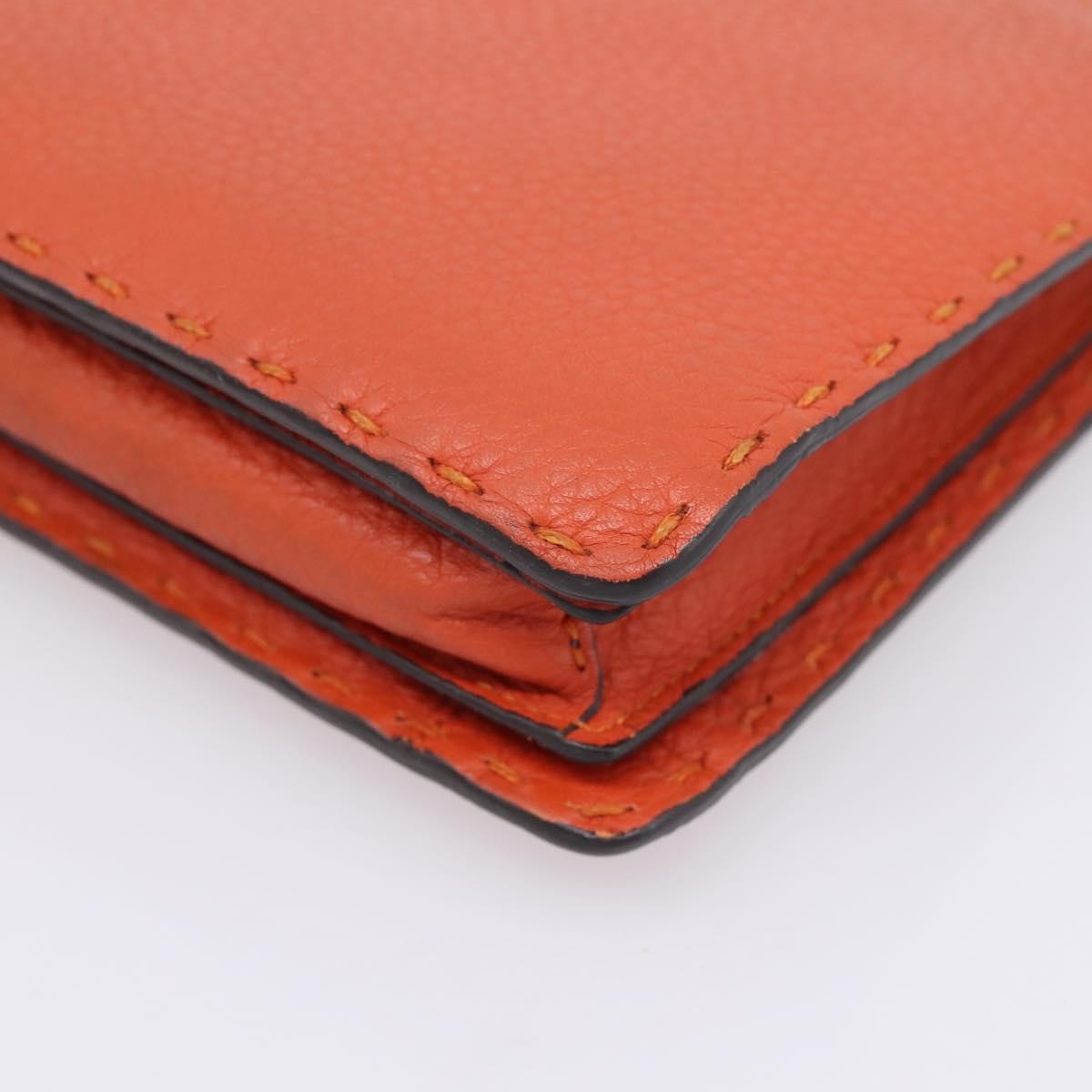 Fendi Selleria Zip Clutch Leather Orange Leather Clutche & Pouche Bag (Pre-Owned)