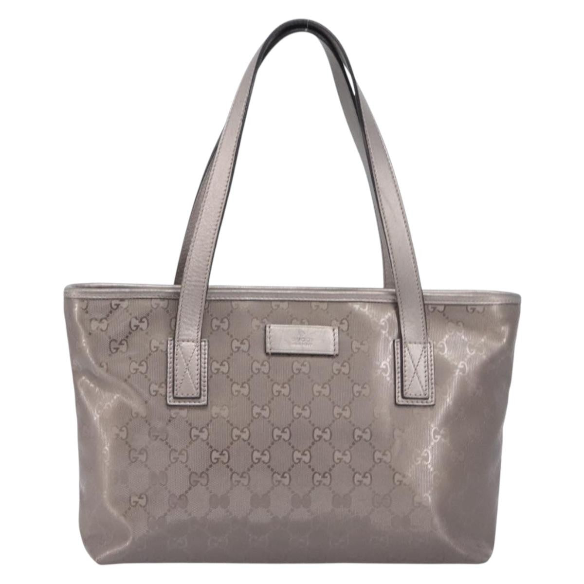 Gucci Tote Gg Imprime Silver Canvas Tote Bag Bag (Pre-Owned)