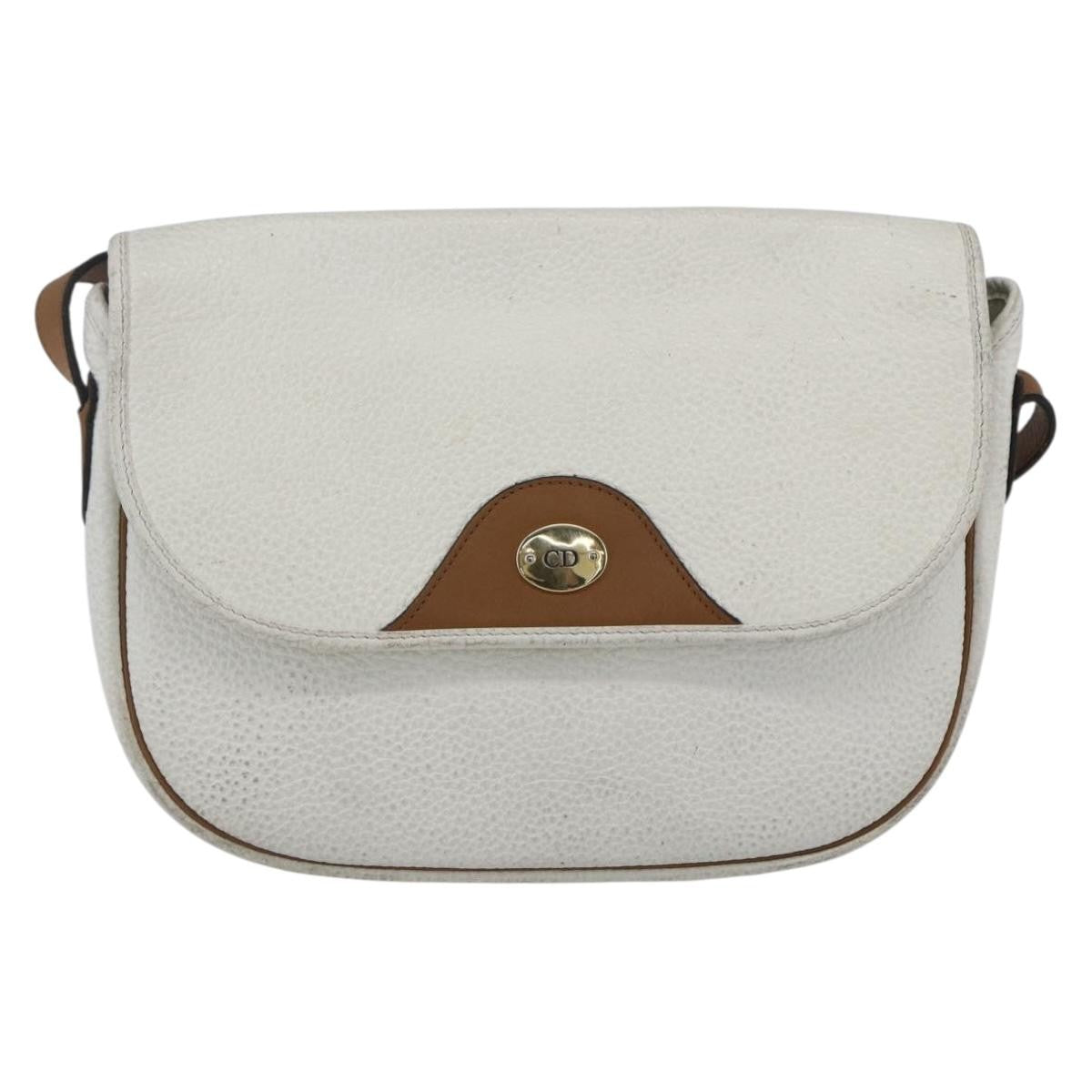 Christian Dior Vintage Leather White Leather Shoulder Bag Bag (Pre-Owned)
