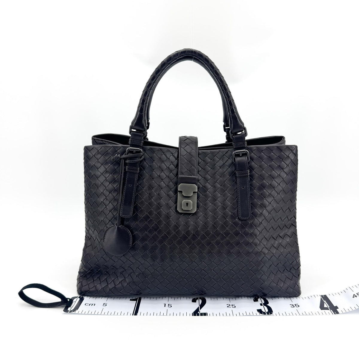 Bottega Veneta Capri Intrecciato Nappa Black Leather Tote Bag Bag (Pre-Owned)