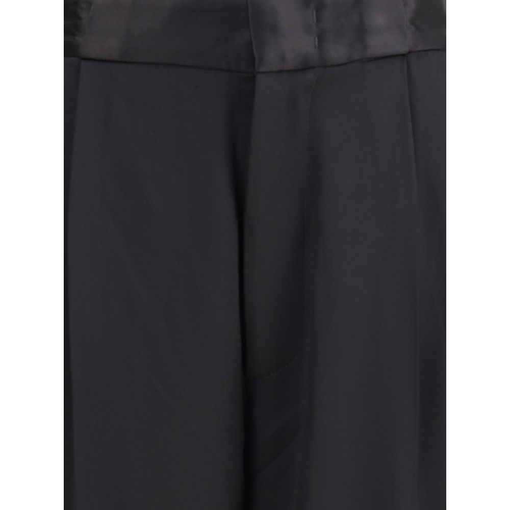 SA SU PHI Black Silk Casual Women's Pants