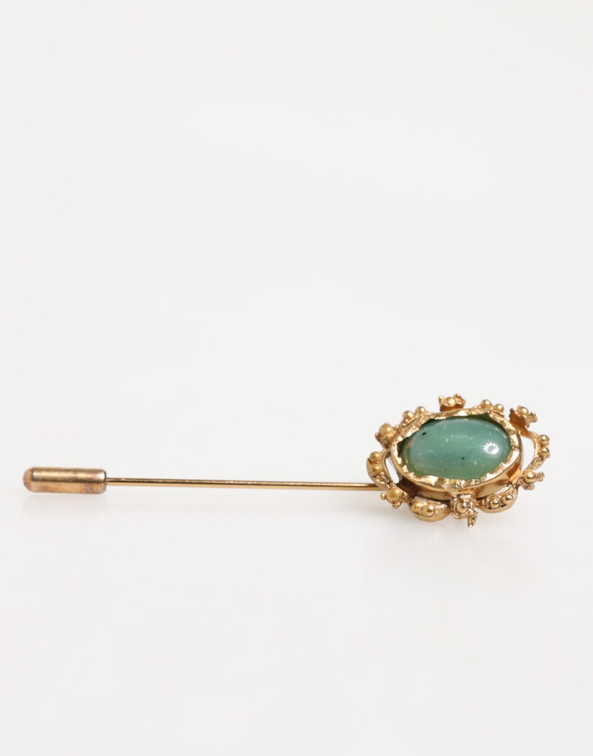 Dolce & Gabbana Gold Tone Green Stone Antique Men Accessory Brooch Men's Pin