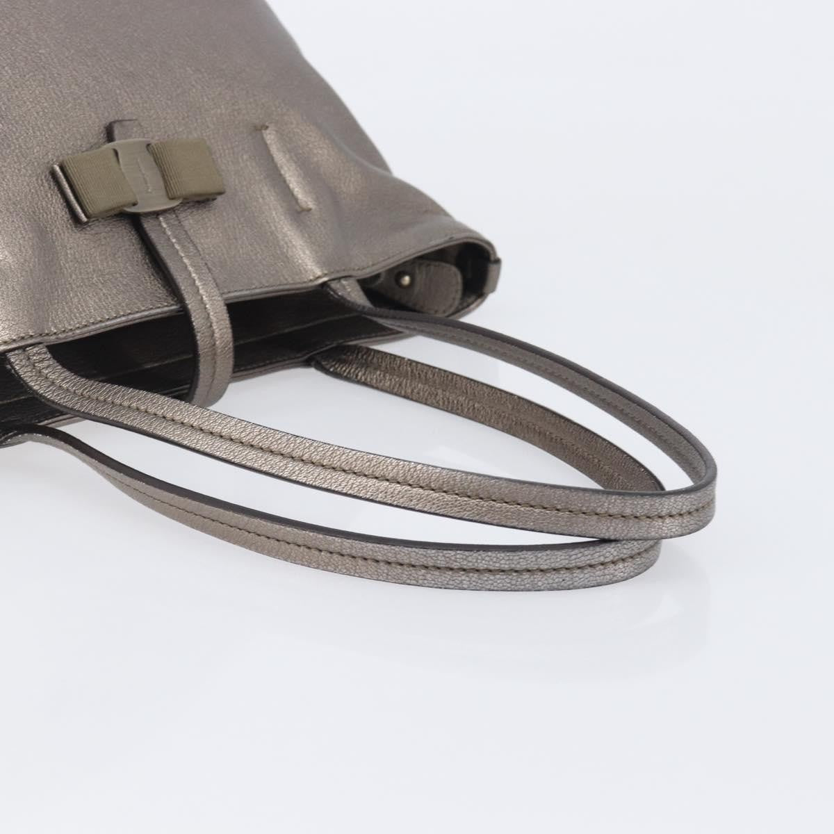 Salvatore Ferragamo Vala Tote Leather Silver Leather Tote Bag Bag (Pre-Owned)