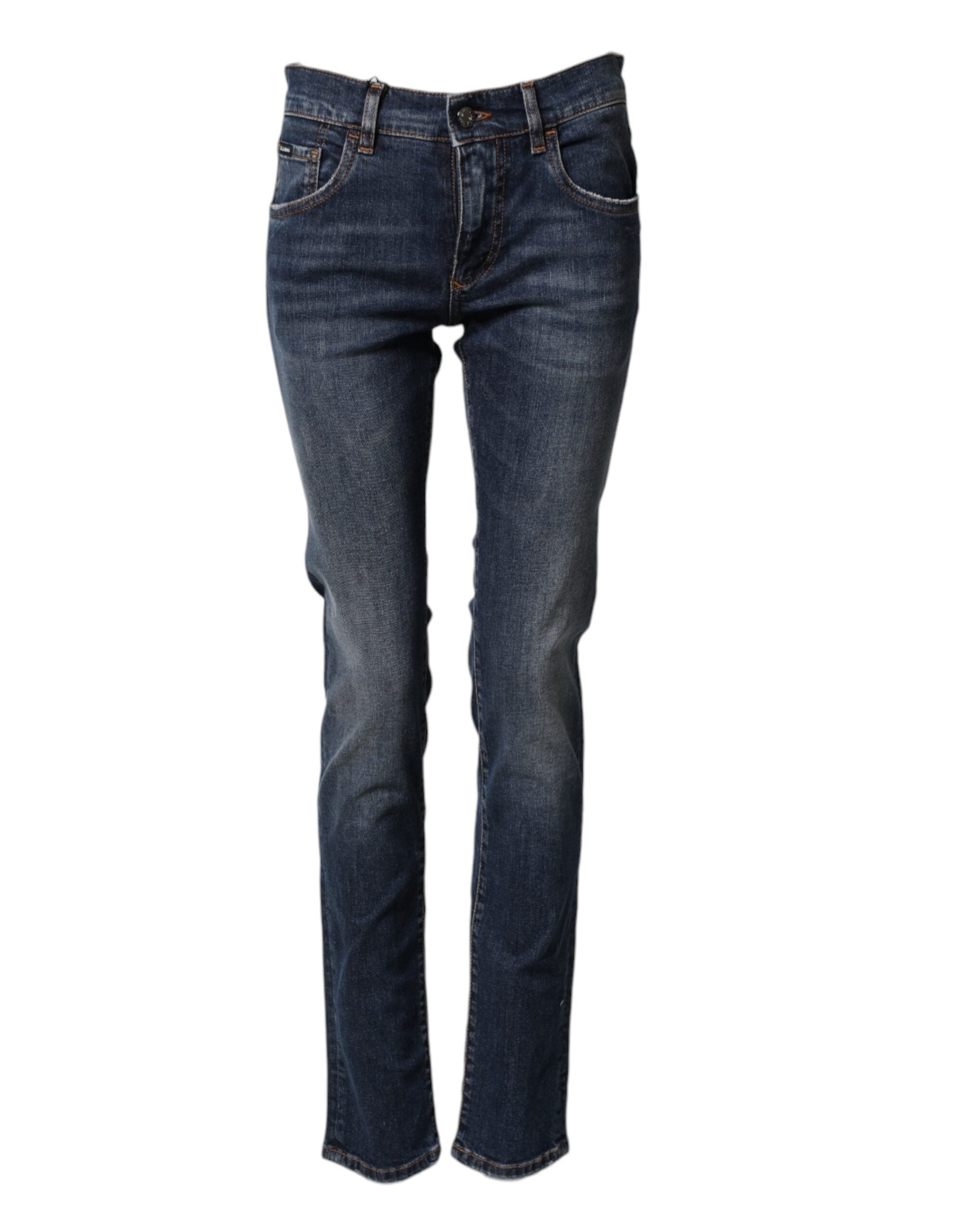 Dolce & Gabbana Blue Cotton Stretch Skinny Men Denim Men's Jeans