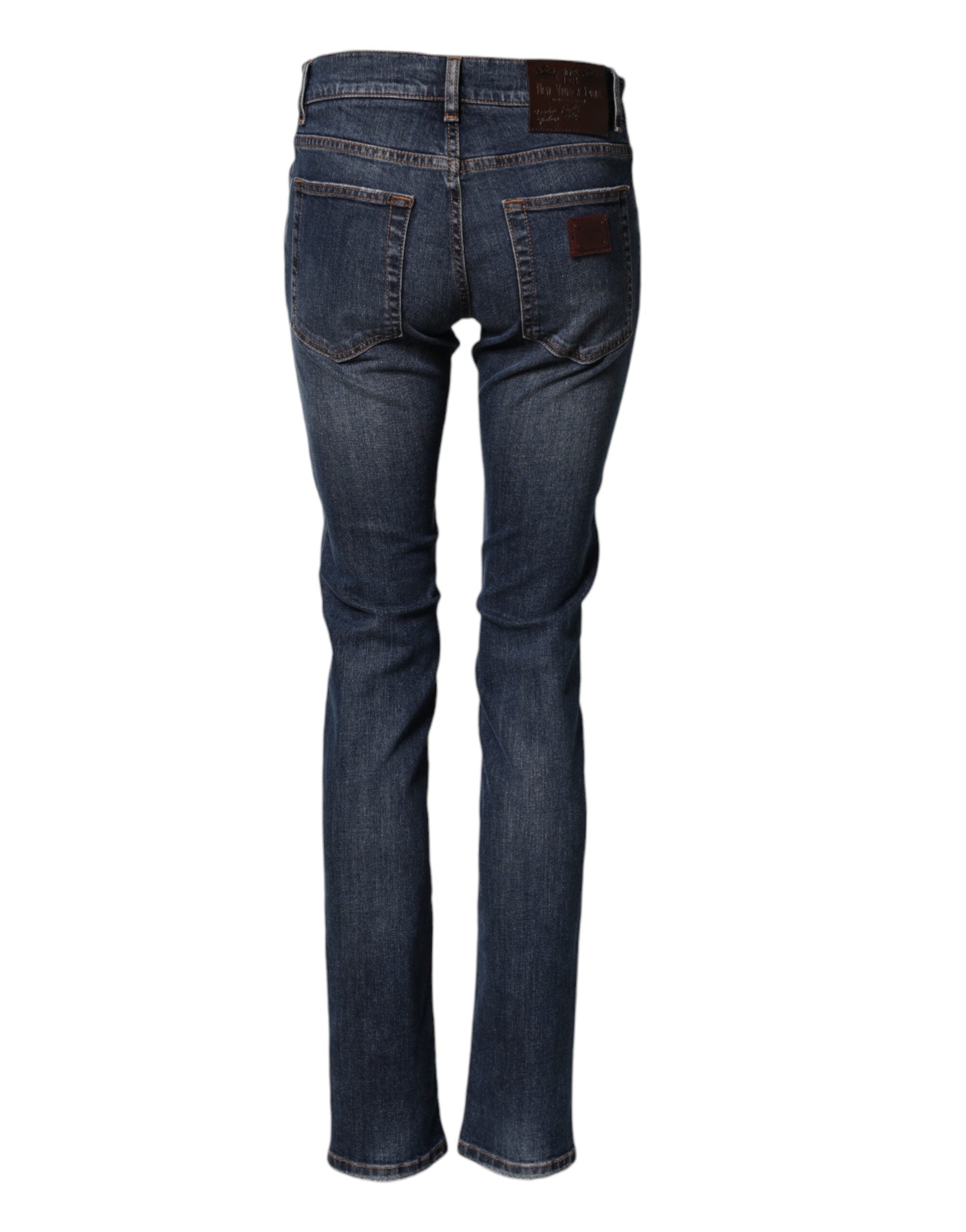 Dolce & Gabbana Blue Cotton Stretch Skinny Men Denim Men's Jeans