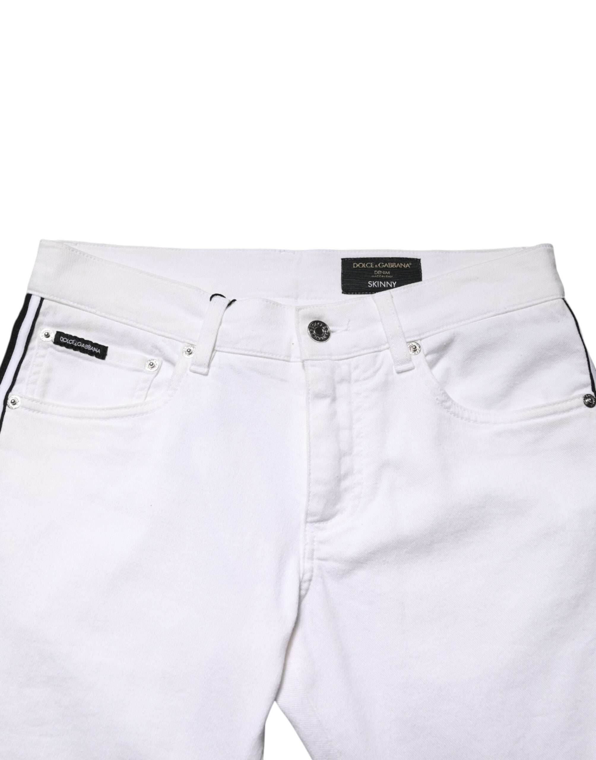 Dolce & Gabbana White Cotton Stretch Skinny Men Denim Men's Jeans
